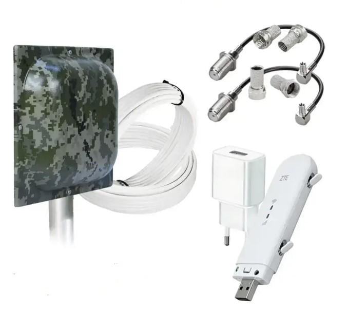 Інтернет-комплект з модемом ZTE MF79U Wi-Fi 4G та панельна антена 4.5G LTE MIMO Aspor T800 Мілітарі (1905671509)