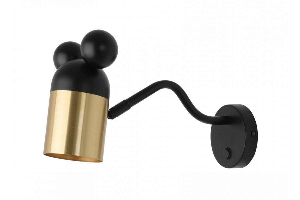 Світильник настінний GTV MOUSE з вимикачем 4763 250V 50/60Hz E27 25W IP20 Чорний/Золотий (00000036384)