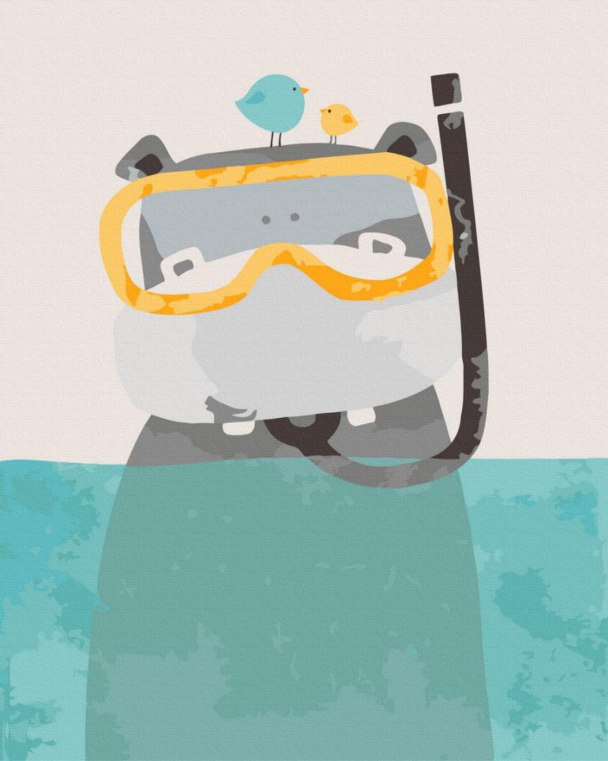 Картина за номерами Brushme Бегемотик бульк 40x50 см (GX3297) Картина за номерами Brushme Бегемотик бульк 40x50 см (GX3297)