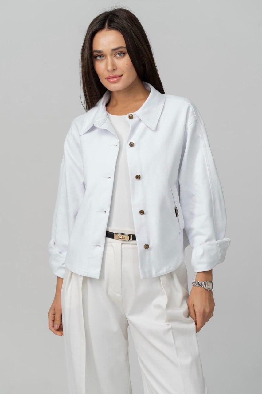 Кроп-жакет жіночий джинсовий oversize XL Білий (33297875)