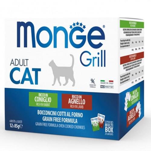 Корм влажный Monge Cat Grill WetMIX с кроликом и ягненком для кошек 85 г х 12 шт. (8009470017534)