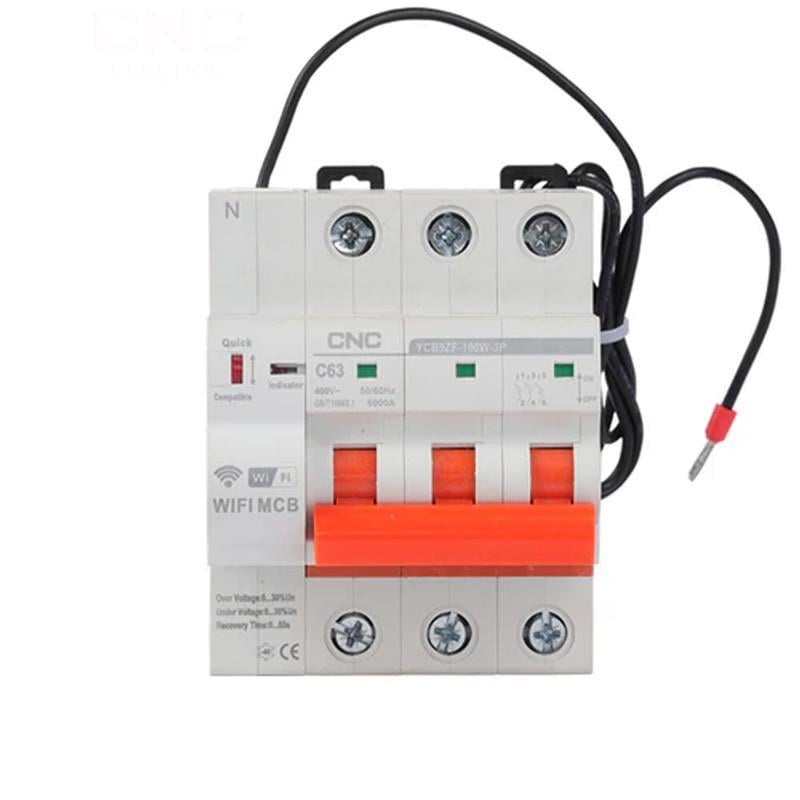 Автоматический выключатель CNC Electric YCB9ZF-100W С 3P 63A 6kA с Wi-Fi блоком дистанционного управления (Б00040326)