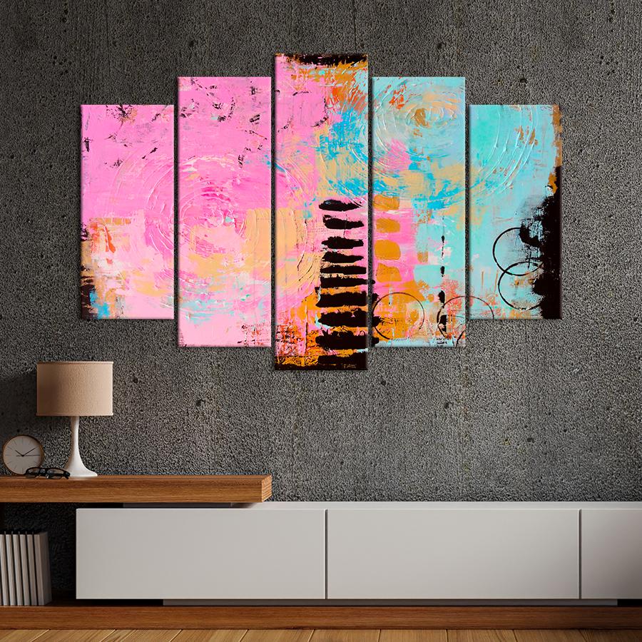 Картина абстракция Идеальная розово-голубая абстракция 112x68 см (A917-5)