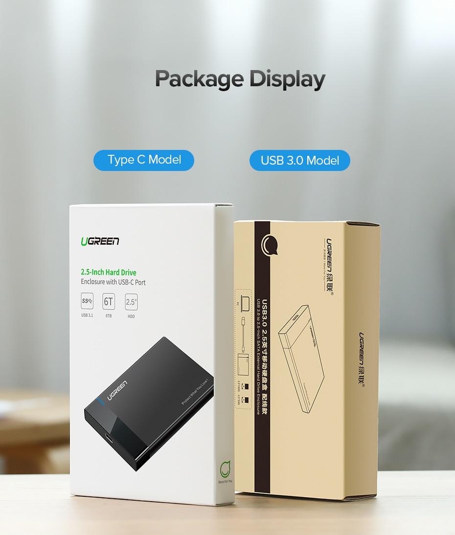 Внешний корпус для жесткого диска Ugreen US221 HDD/SSD карман SATA 2,5" USB 3.0 Черный - фото 9