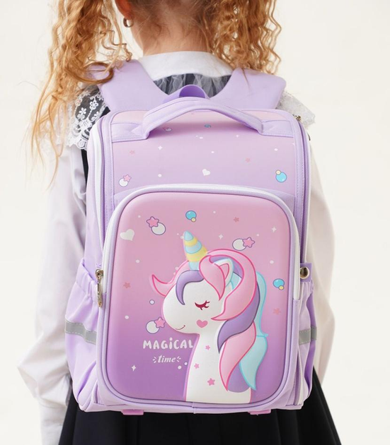 Рюкзак школьный детский ортопедический для девочки 3D Единорог 1-4 класс и школьный пенал Розовый - фото 3 Рюкзак школьный детский ортопедический для девочки 3D Единорог 1-4 класс и школьный пенал Розовый - фото 3