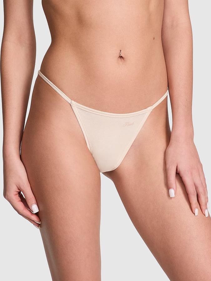 Трусики женские Victoria's Secret Cotton V-String XL Бежевый (43652955162742)