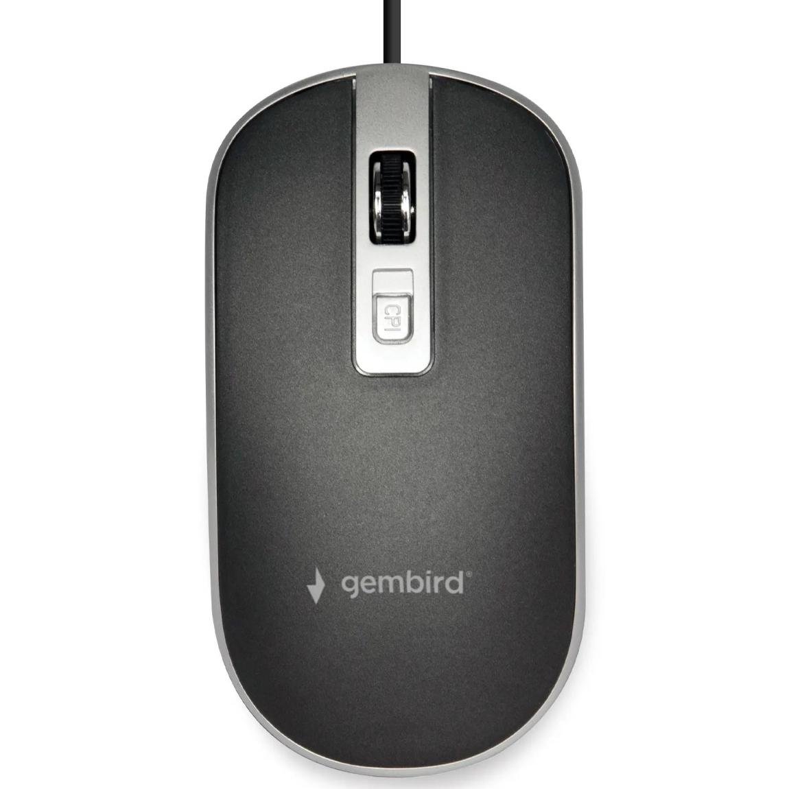 Мышка Gembird MUS-4B-06-BS проводная 800-1200dpi без подсветки Черный/Серебристый (628295)