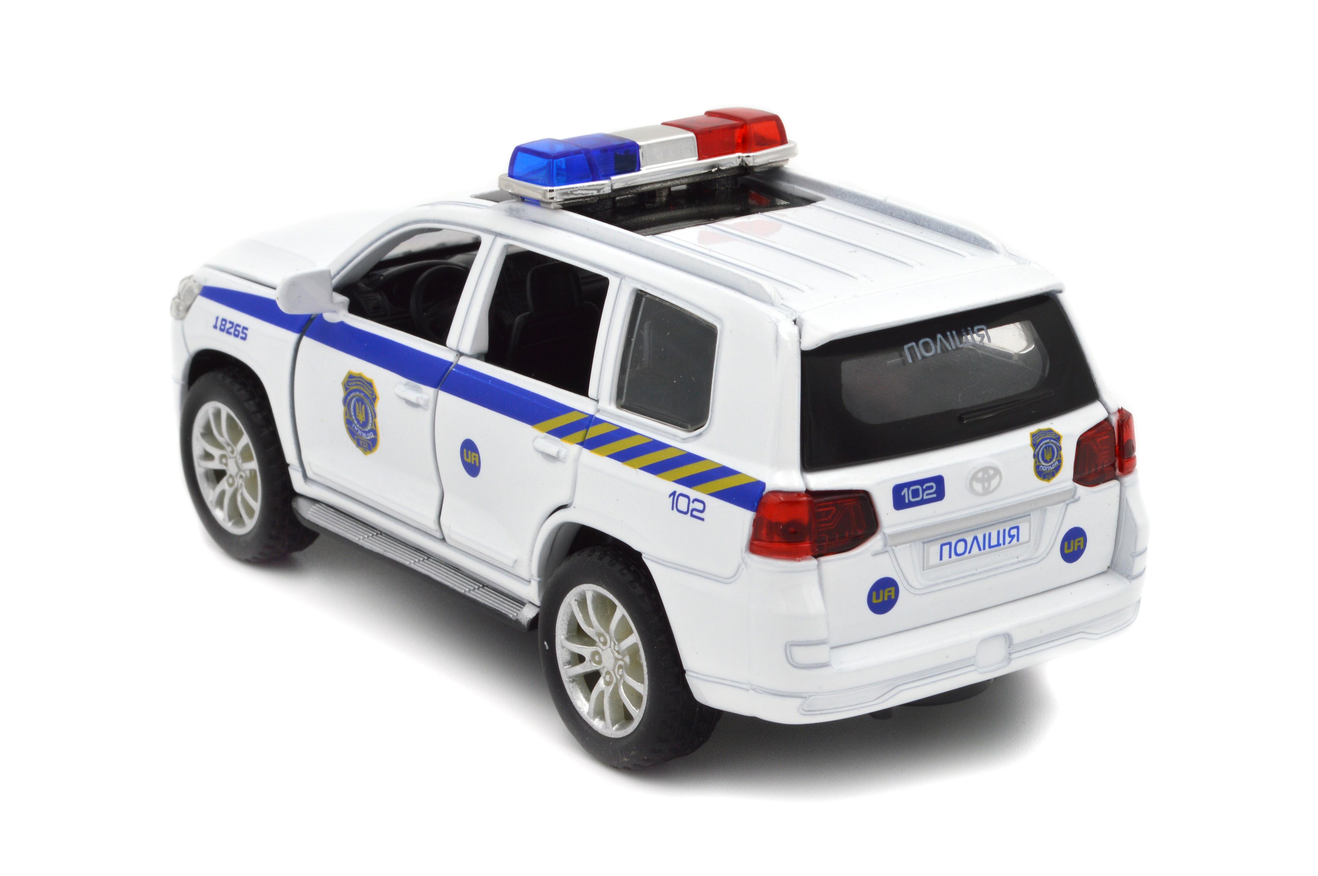 Модель металлическая Toyota Land Cruiser Полиция инерция/звук/свет фар 1:32 (41153) - фото 3 Модель металлическая Toyota Land Cruiser Полиция инерция/звук/свет фар 1:32 (41153) - фото 3