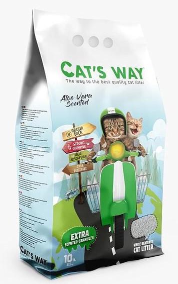 Наполнитель бентонитовый CAT'S WAY с ароматом алоэ вера 5 л Белый