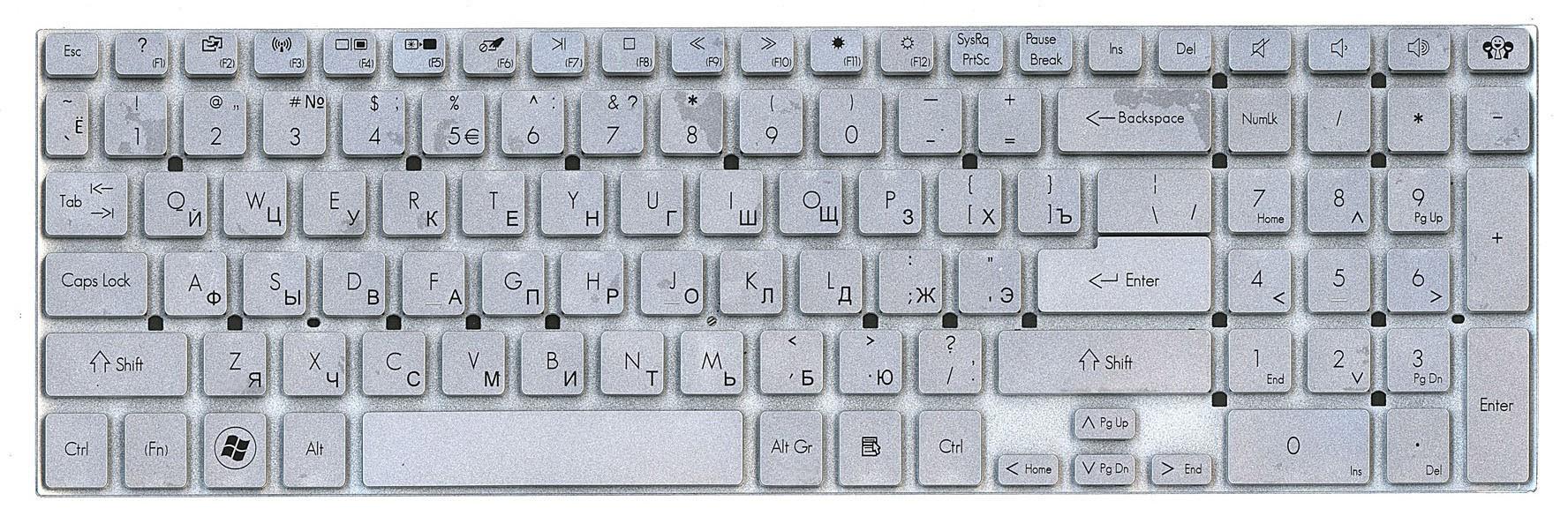 Клавиатура для ноутбука Acer Gateway NV55S Silver
