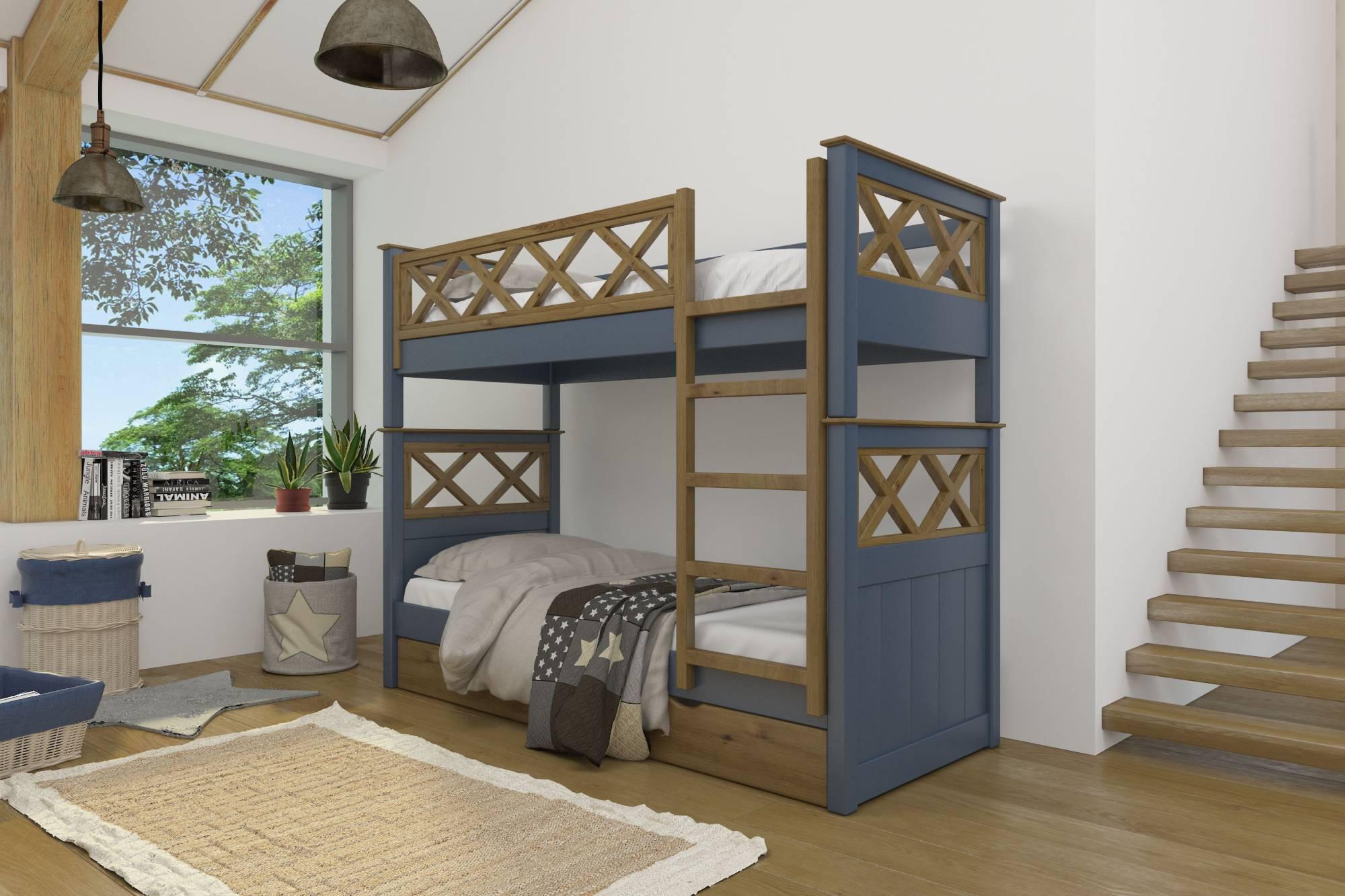 Ліжко двоярусне дерев'яне Mebigrand Мальта S 7010 R 90B з ящиками 90x200 см Синій/Горіх світлий (MBG-2292) Ліжко двоярусне дерев'яне Mebigrand Мальта S 7010 R 90B з ящиками 90x200 см Синій/Горіх світлий (MBG-2292)