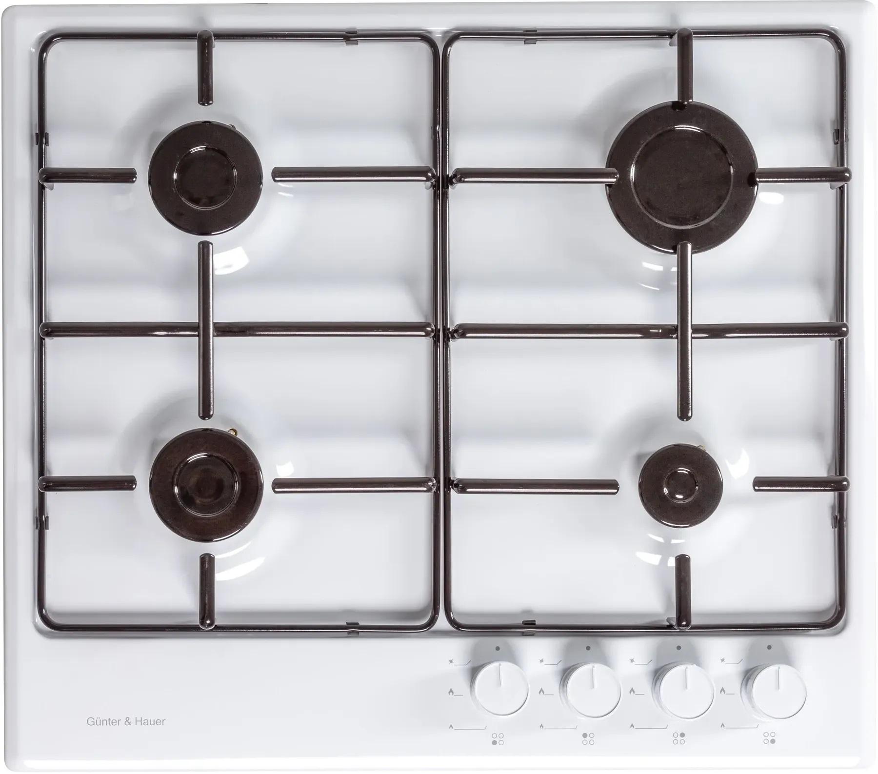 Поверхность газовая варочная Gunter&Hauer G 4 WH эмалированная поверхность Поверхность газовая варочная Gunter&Hauer G 4 WH эмалированная поверхность