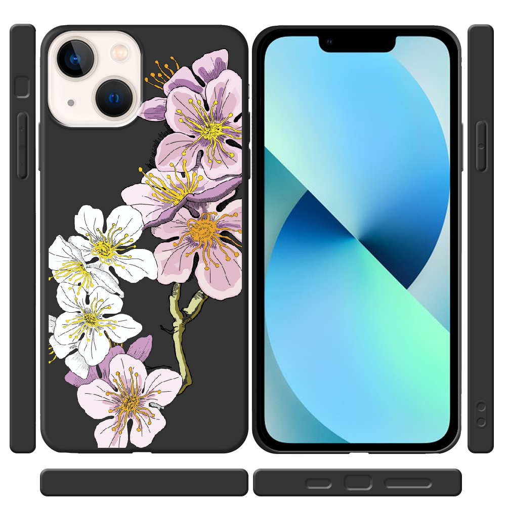 Чохол BoxFace iPhone 13 Cherry Blossom Чорний силікон (43370-cc4-43446) - фото 2