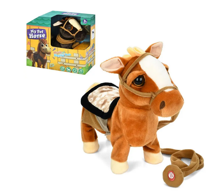 Конячка 933-187E повідець пульт ходить танцює музика звук плюшева