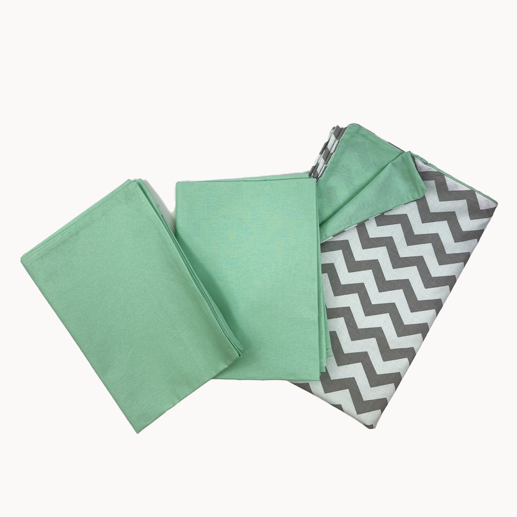 Комплект постельного белья детский СТ Зигзаги хлопок Серый/Мятный (SH-0020-K-TXCO-СТ-UA-10М)