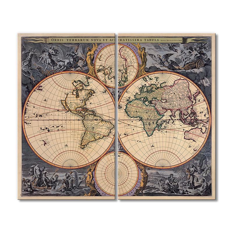 Винтажная карта Географические карты в древности 2 модуля 60x90 см