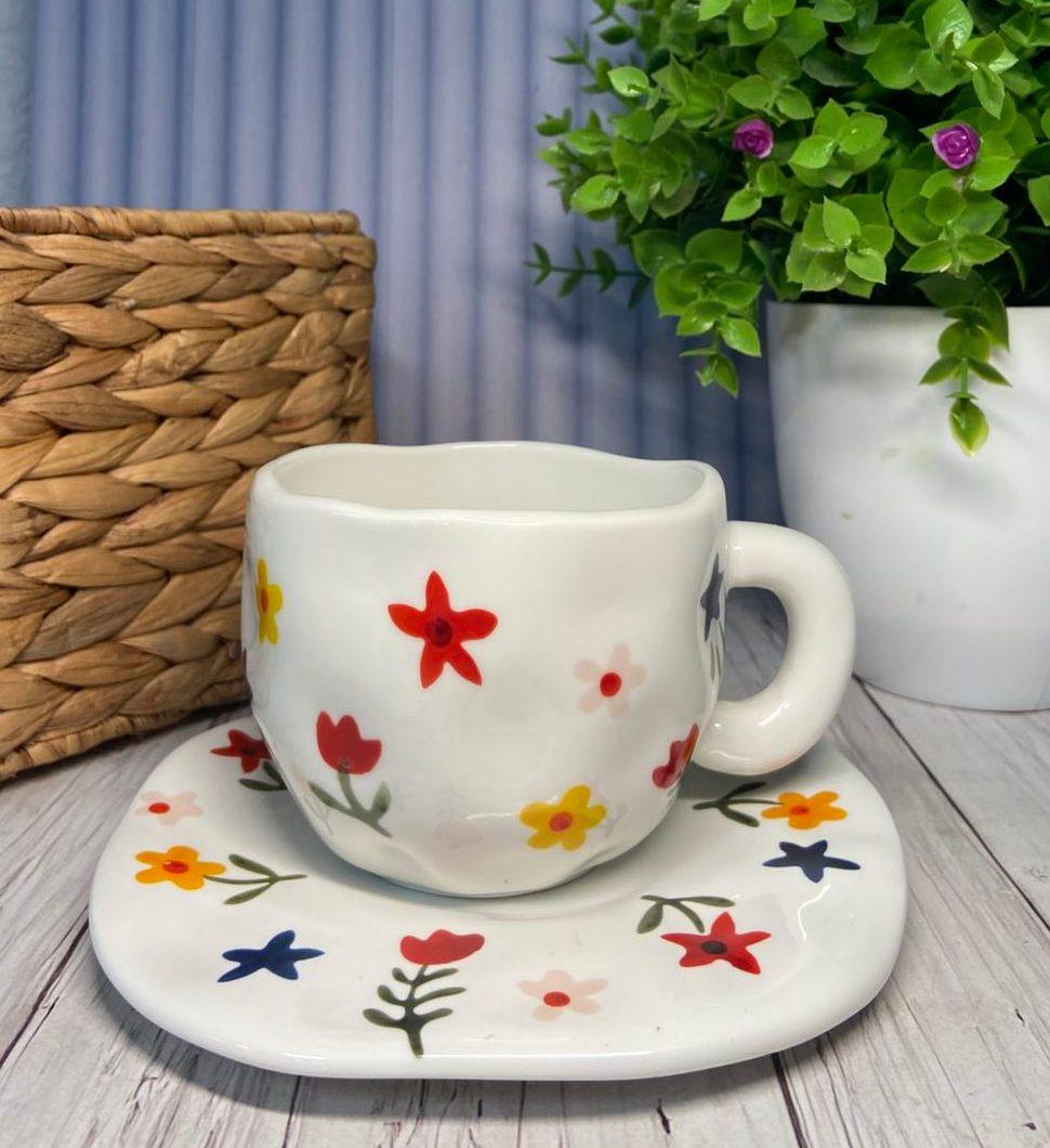 Чашка з блюдцем Квіткова 300 мл (60766)