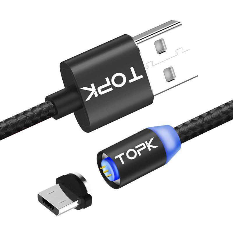 Кабель магнитный Topk Micro USB 1 м Черный - фото 1