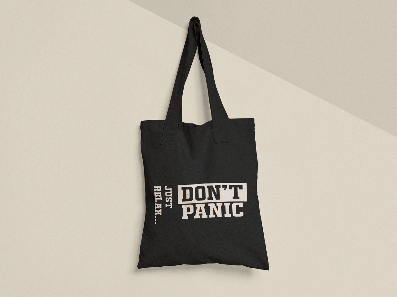 Эко-сумка с принтом "Don`t Panic" 38х40 см Черный (ПН473-Т1)