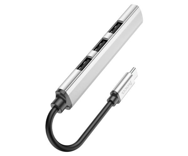 Хаб USB Hoco HB26 Type-C to USB3.0/USB2.0х3 4в1 Steel