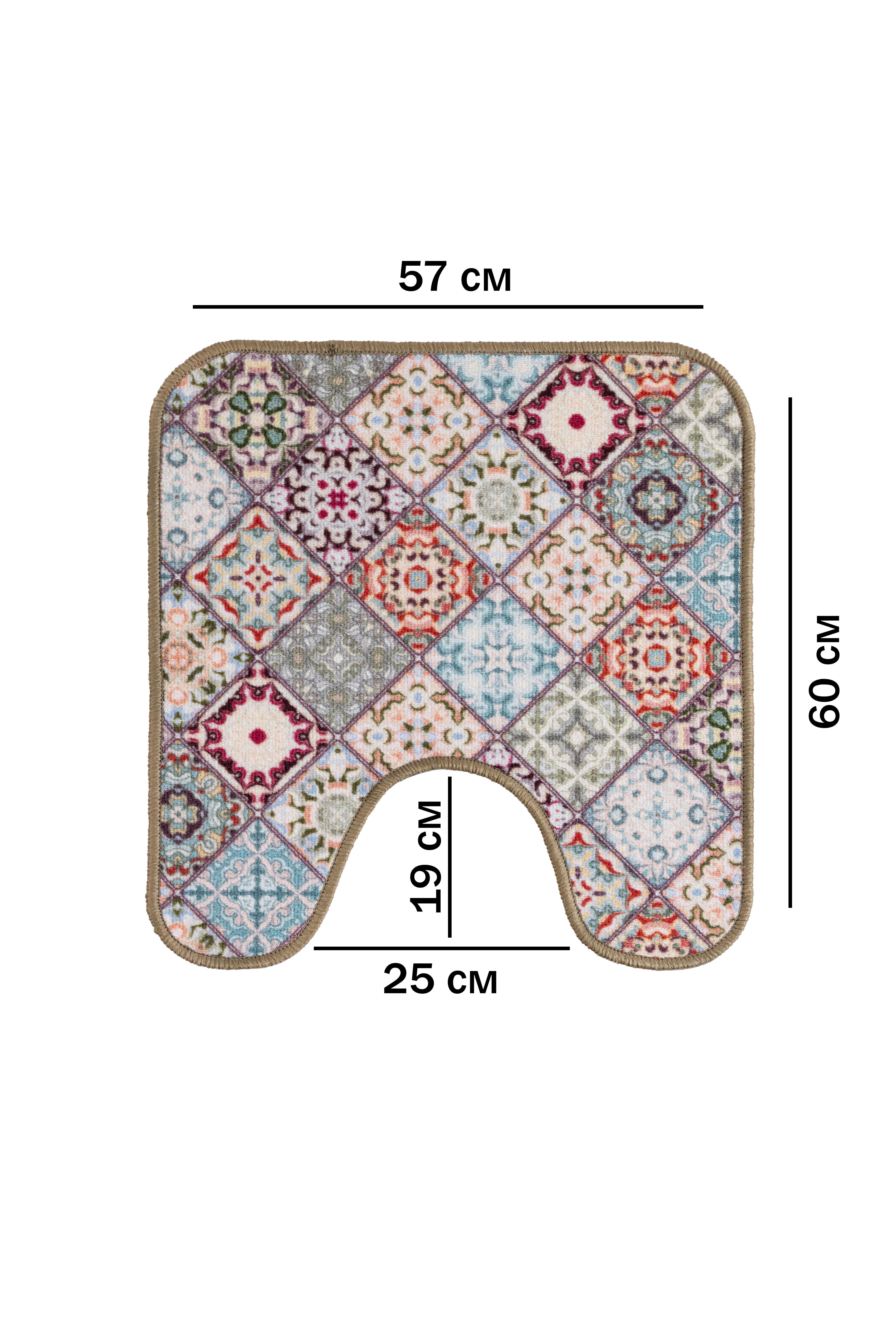 Набор ковриков в ванную комнату и туалет Print 202-2 100х150/57х60 см Бежевый/Голубой (484677384) - фото 4 Набор ковриков в ванную комнату и туалет Print 202-2 100х150/57х60 см Бежевый/Голубой (484677384) - фото 4