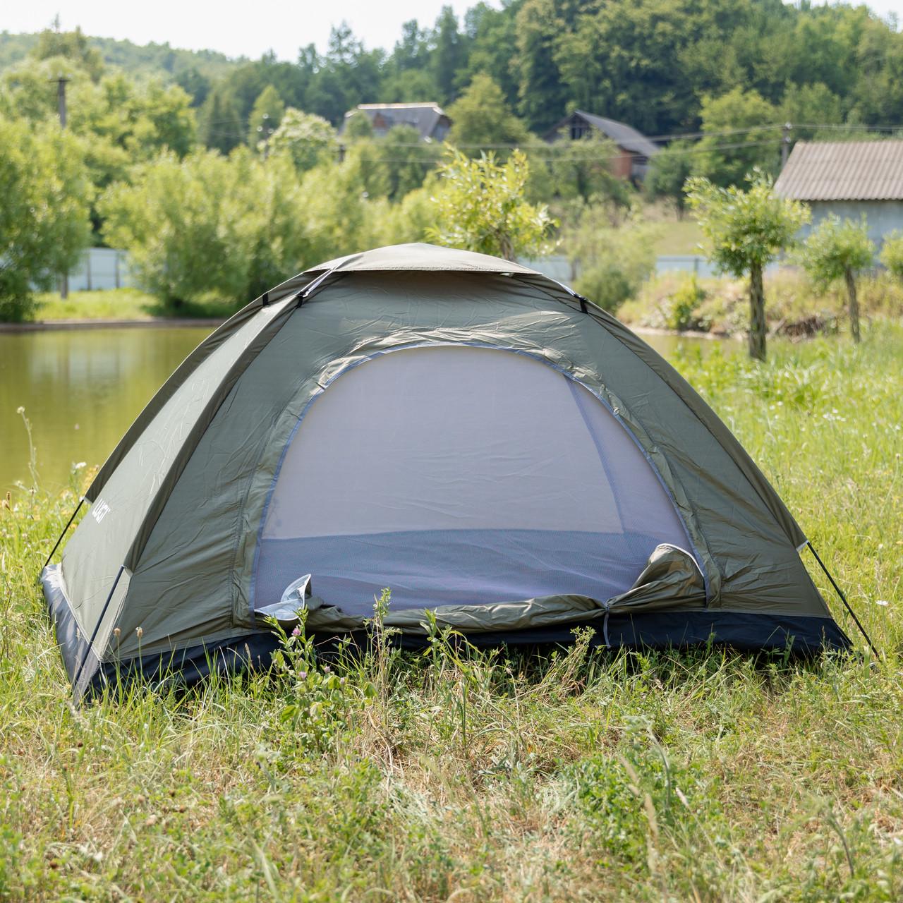 Намет двомісний LU-025GR кемпінговий туристичний для риболовлі 200x150x120 см Хакі (7467) - фото 5