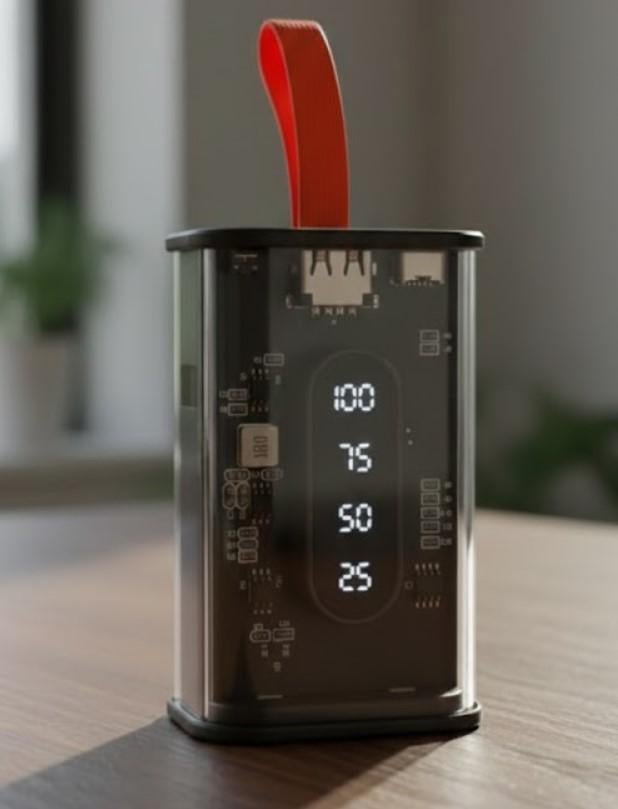 Повербанк з LED-дисплеєм і прозорим дизайном 10000 мАг Чорний (2104618814) - фото 4 Повербанк з LED-дисплеєм і прозорим дизайном 10000 мАг Чорний (2104618814) - фото 4