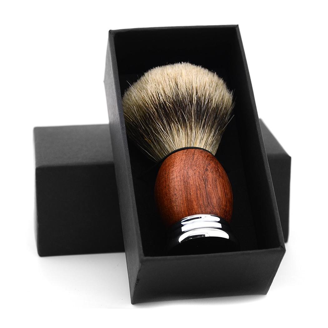 Помазок с ручкой из розового дерева и барсучьим ворсом - фото 7