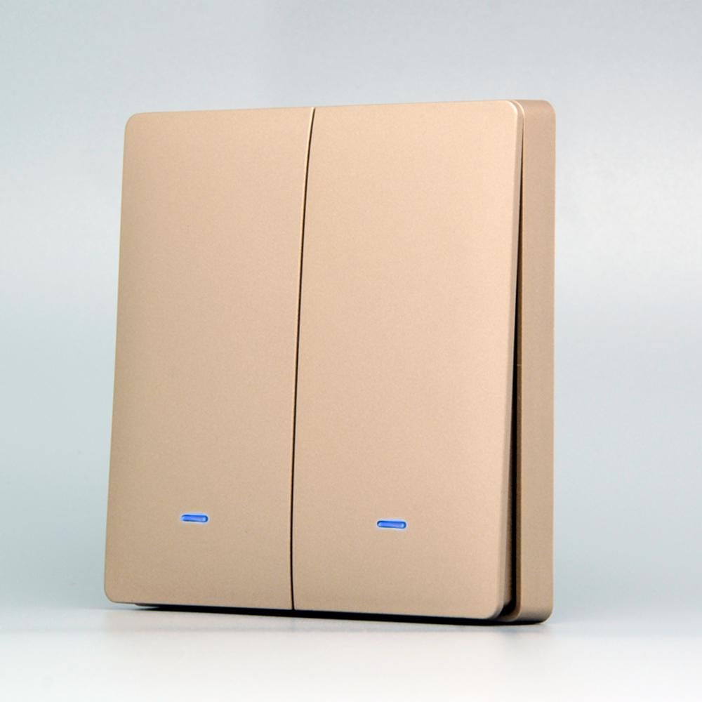 Вимикач Tuya Zigbee 2 клавіші без нуля Золотий Вимикач Tuya Zigbee 2 клавіші без нуля Золотий