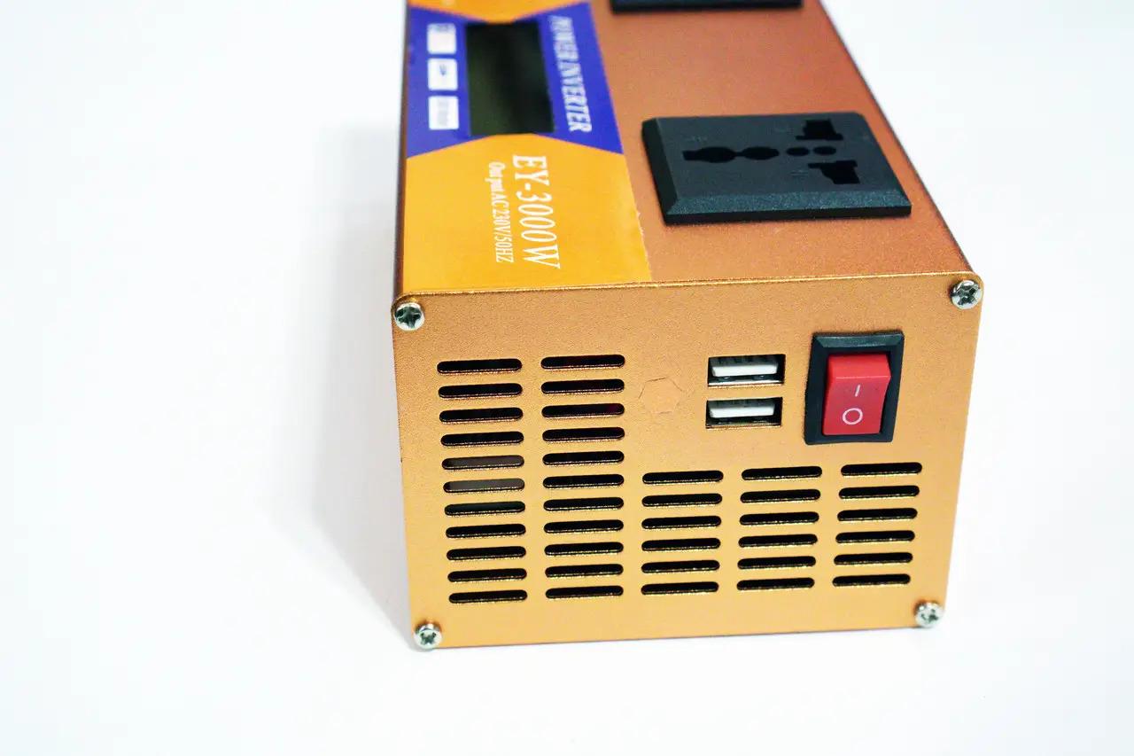 Инвертор автомобильный преобразователь напряжения 12 В-220 В 3000 Вт LCD Gold (1707906809) - фото 4 Инвертор автомобильный преобразователь напряжения 12 В-220 В 3000 Вт LCD Gold (1707906809) - фото 4