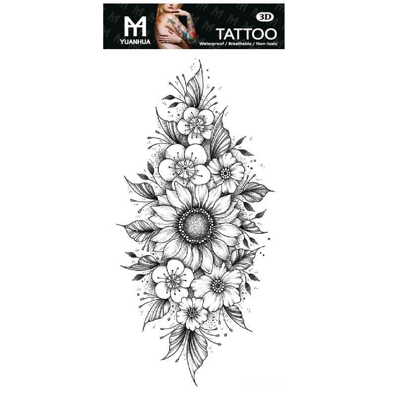 Тату тимчасове водостійке 3D велике Соняшник FF-094 17,5х8,5 см (4419509) Тату тимчасове водостійке 3D велике Соняшник FF-094 17,5х8,5 см (4419509)