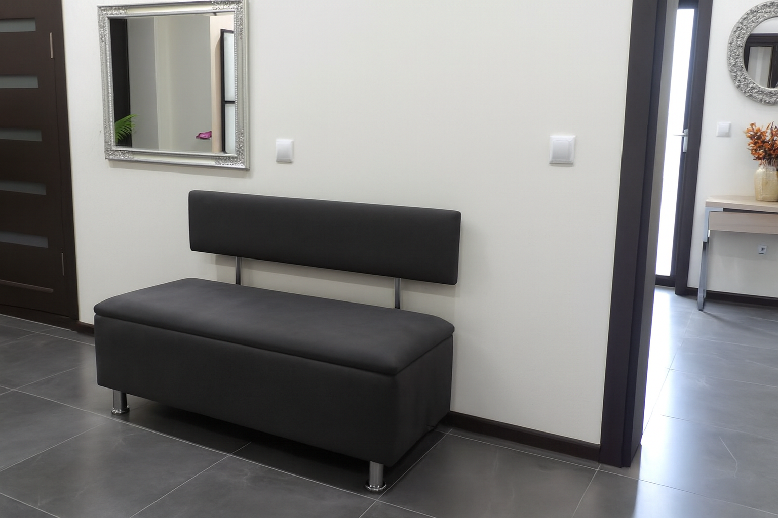 Диван для зоны ожидания Сompakt велюр 100 см Серый (32146481)