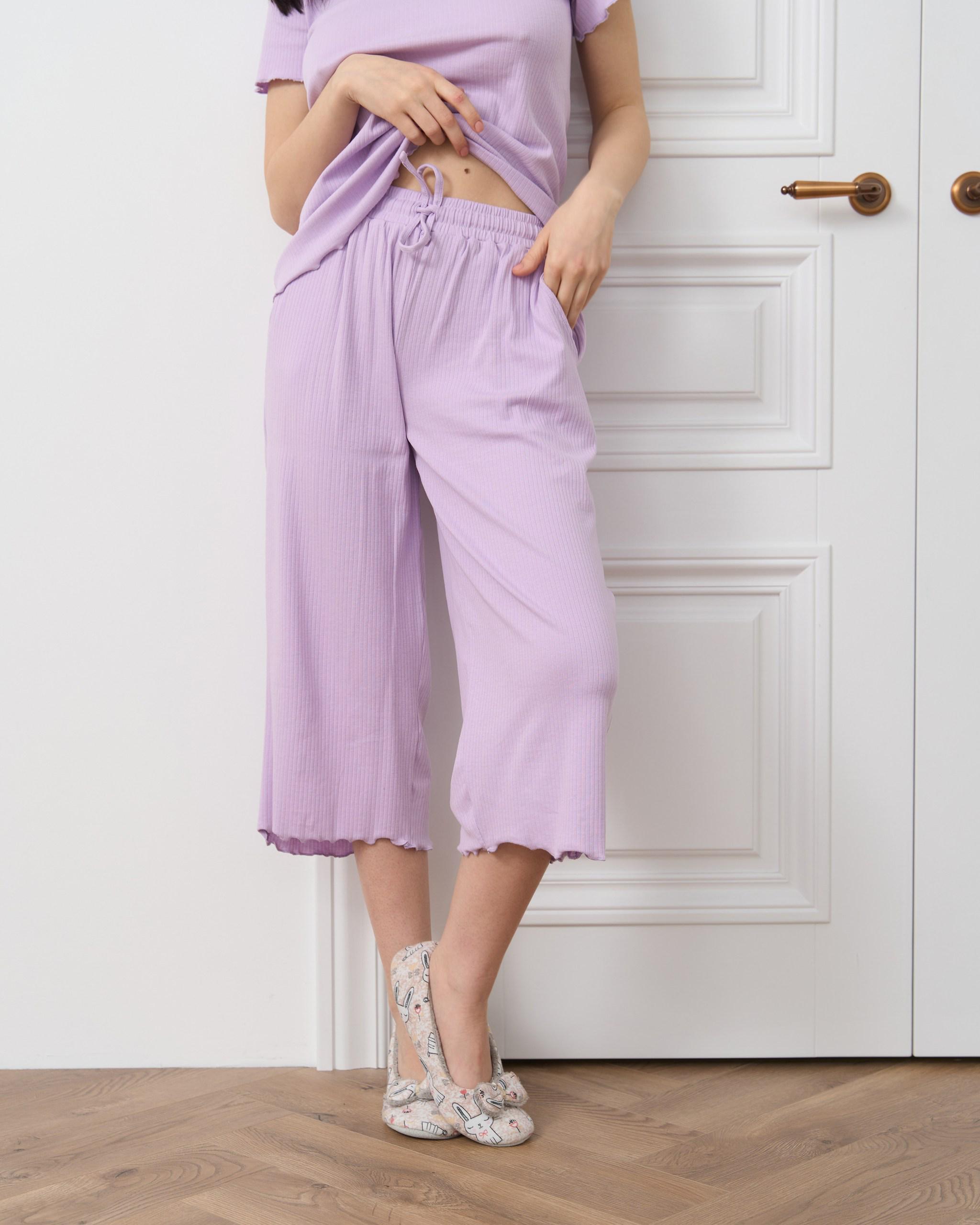 Пижама женская с капри в рубчик S (46000) - фото 4 Пижама женская с капри в рубчик S (46000) - фото 4