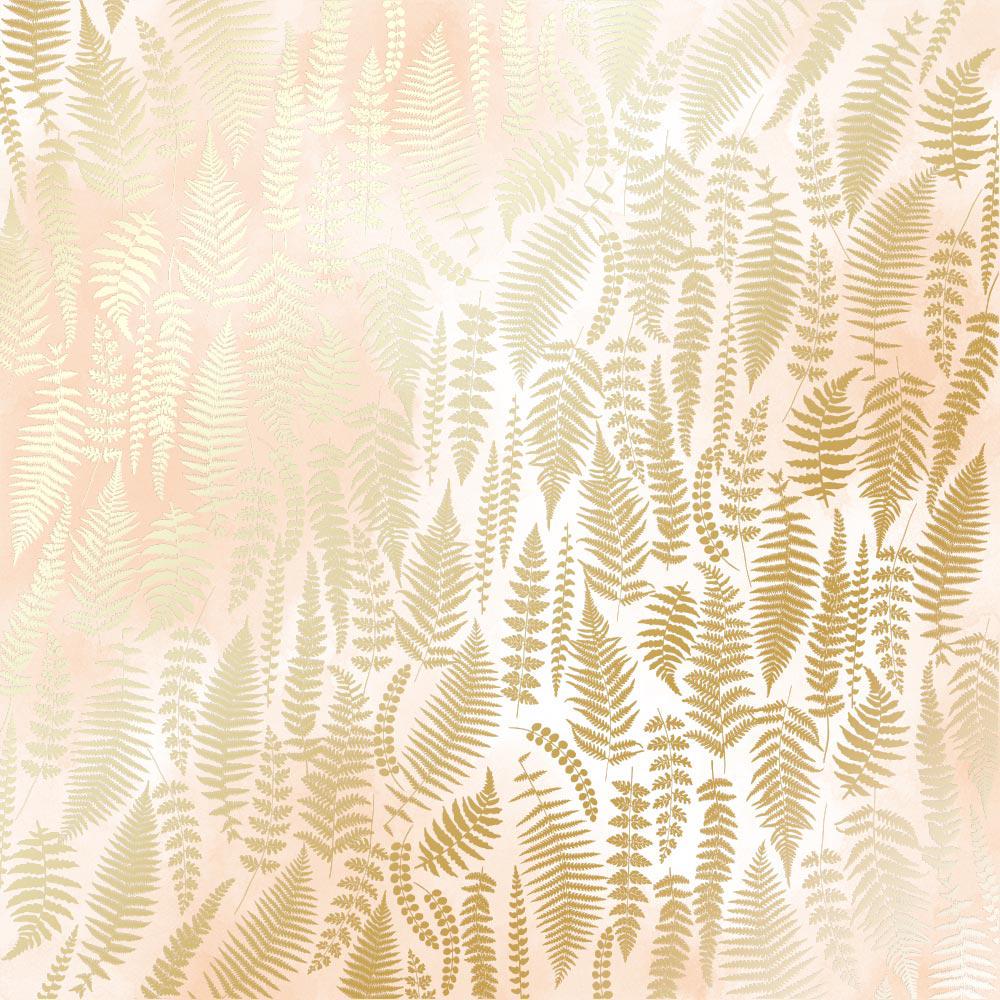 Лист бумаги односторонний Golden Fern с фольгированием 30,5х30,5 см Beige/Watercolor