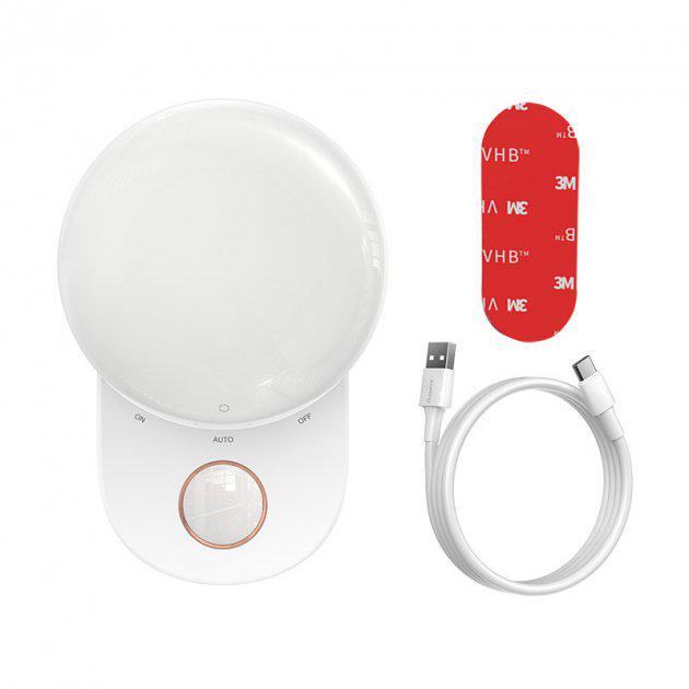 Лампа-нічник Baseus Full Moon Human Body Induction Night Light 1200 mAh White - фото 2