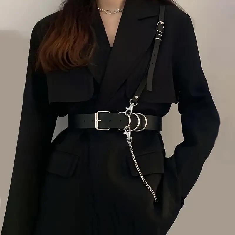 Портупея жіноча LET’S RESIN з ланцюгом довжина 95 см ширина 4 см Чорний Портупея жіноча LET’S RESIN з ланцюгом довжина 95 см ширина 4 см Чорний