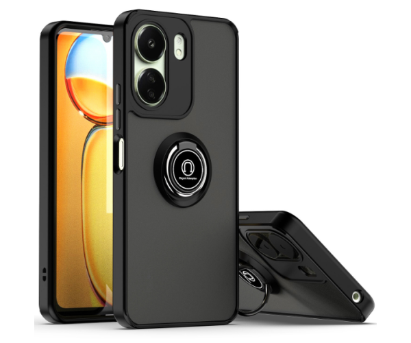 Чехол-накладка TPU Color Matte Ring для Xiaomi Poco C65 / Redmi 13C 4G Чёрный