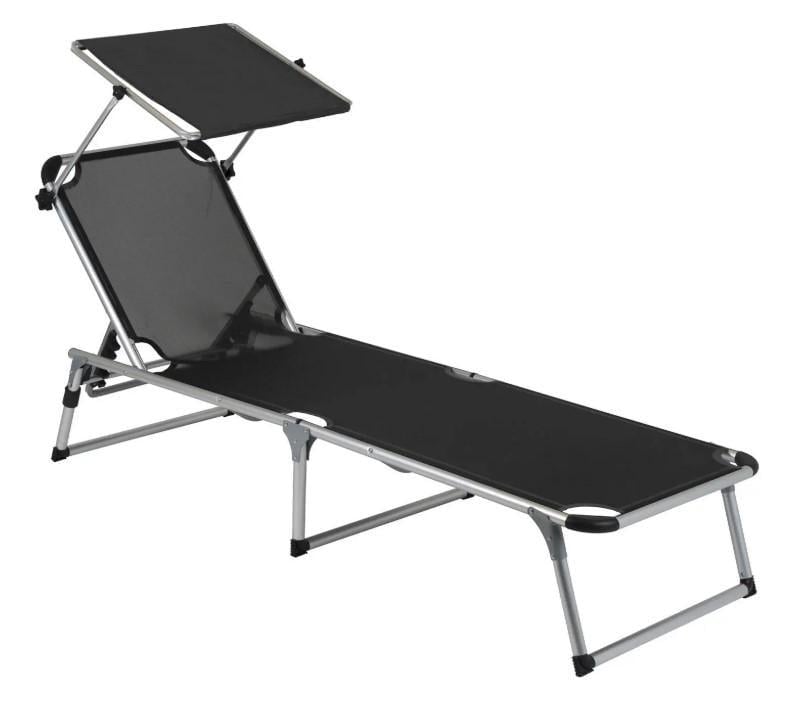 Кровать раскладная Bo-Camp Sun Lounger With Sunscreen 5 Positions Black (1304460)