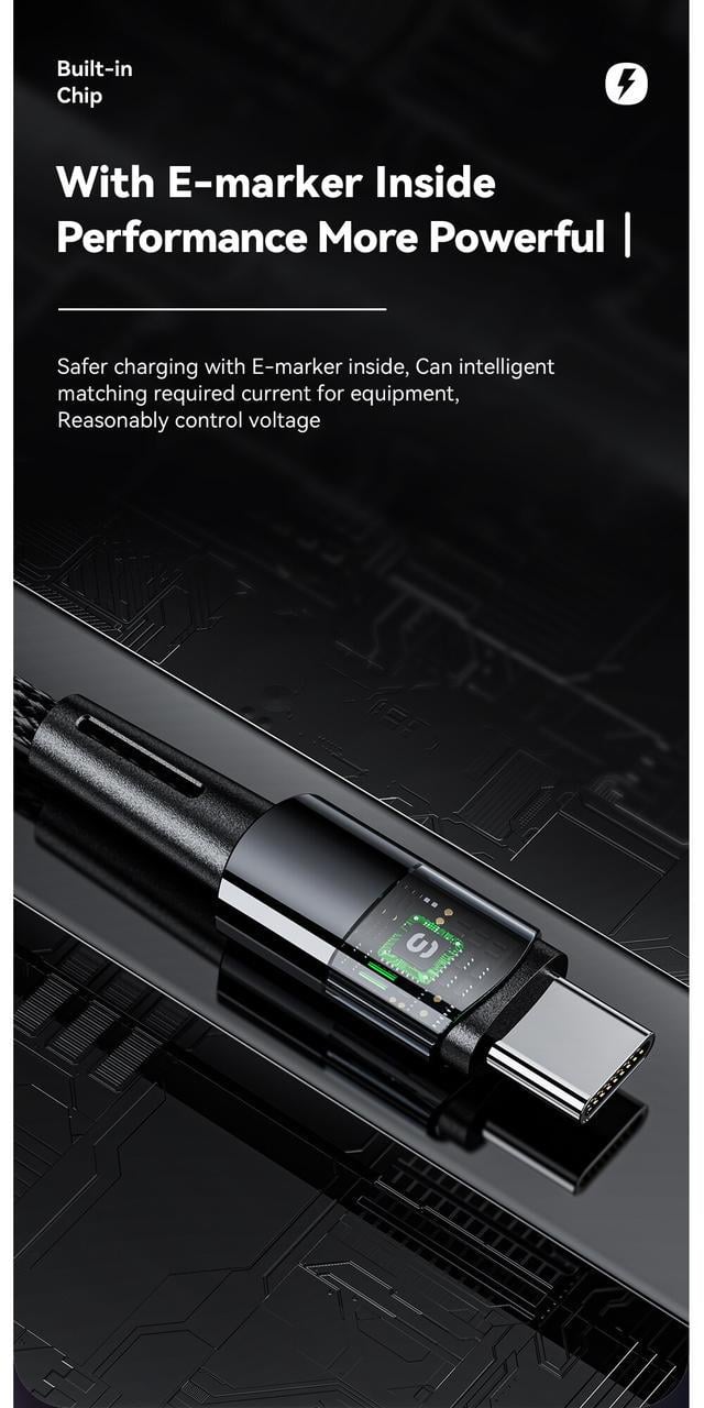 Кабель Essager Type-C до Type-C 240W PD3.1 48V/5A 1 м (25397298) - фото 7 Кабель Essager Type-C до Type-C 240W PD3.1 48V/5A 1 м (25397298) - фото 7