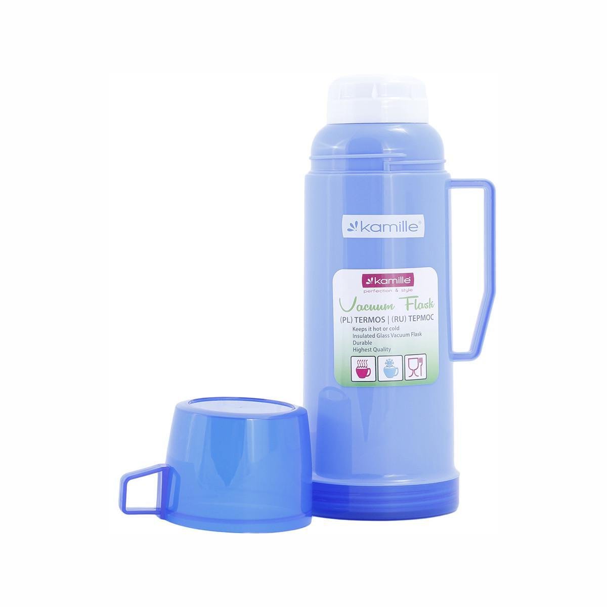 Термос із ручкою Kamille KM-2071 зі скляною колбою та 2 чашками 600 мл Синій (150-84-2071.2) - фото 3 Термос із ручкою Kamille KM-2071 зі скляною колбою та 2 чашками 600 мл Синій (150-84-2071.2) - фото 3