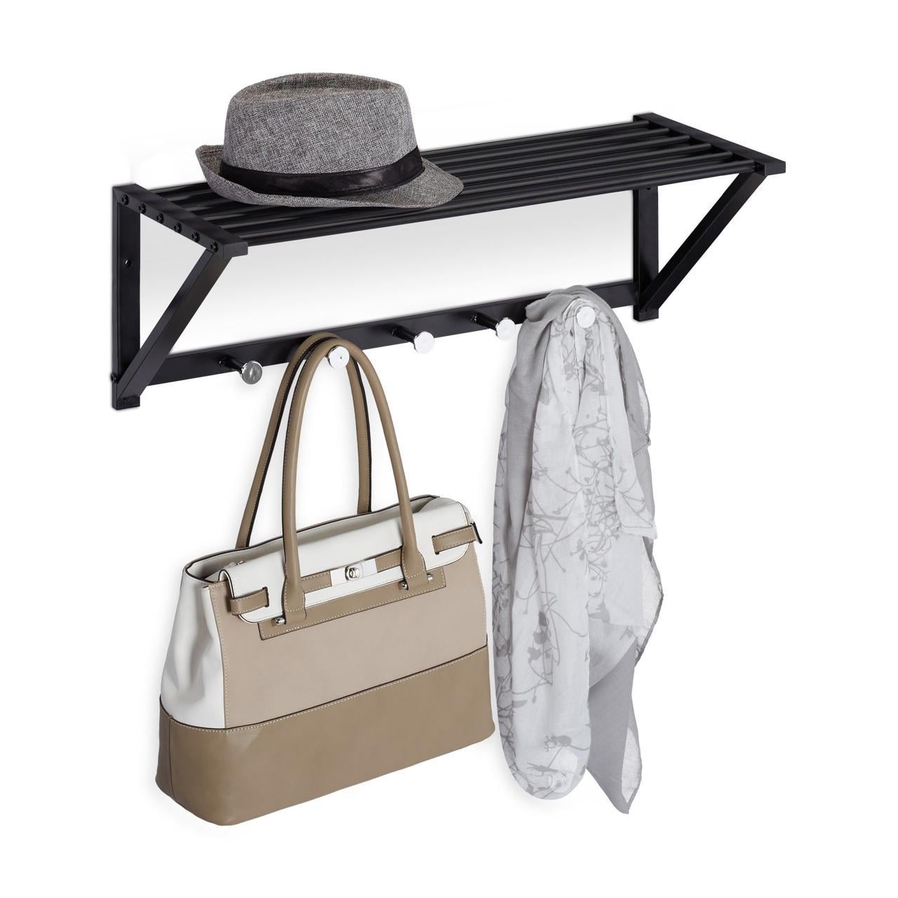 Вешалка настенная Relaxdays с полкой 23x65x25 см Черный (2306367861) Вешалка настенная Relaxdays с полкой 23x65x25 см Черный (2306367861)