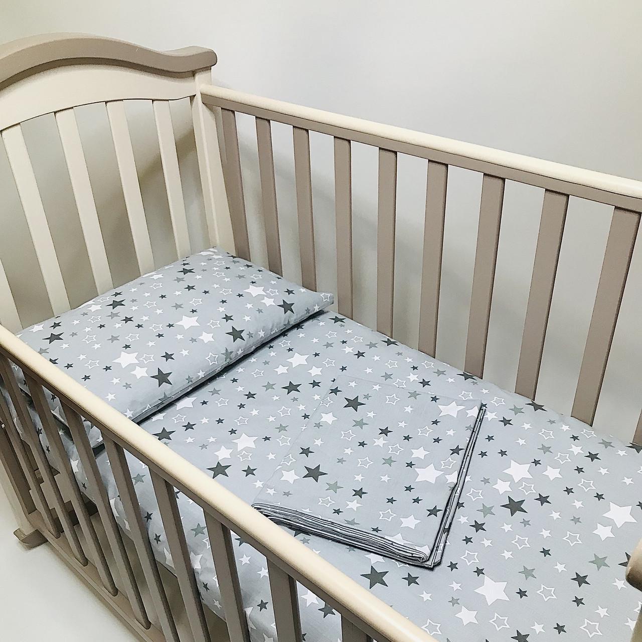 Комплект постельного белья детский Penetka Звездочки бязь 140x110/60x40 см Серый (6501.140.110.107) - фото 4 Комплект постельного белья детский Penetka Звездочки бязь 140x110/60x40 см Серый (6501.140.110.107) - фото 4