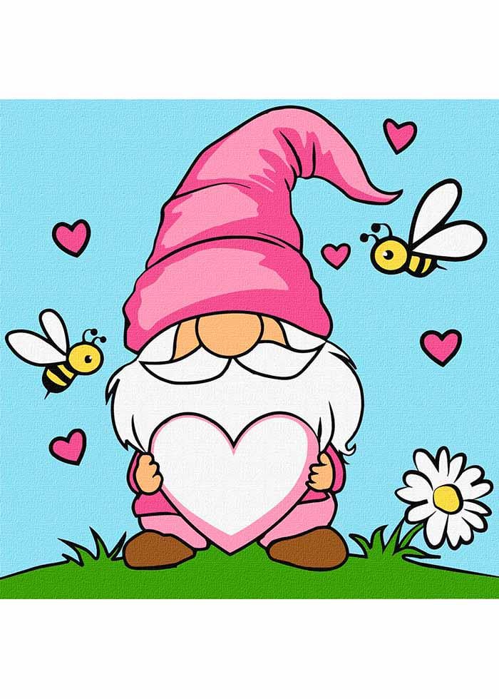 Картина по номерах Ideyka для дітей Закоханий гном 25х25 см (KHO1179)