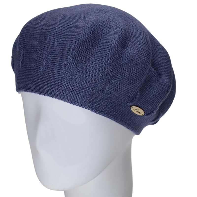 Берет женский Lirus Ели двойной тонкой вязки Джинсовый (119093)