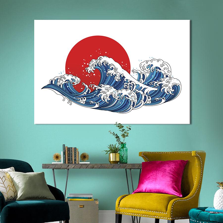 Настінний декор Гравюра Велика хвиля 80x54 см (1815-1)