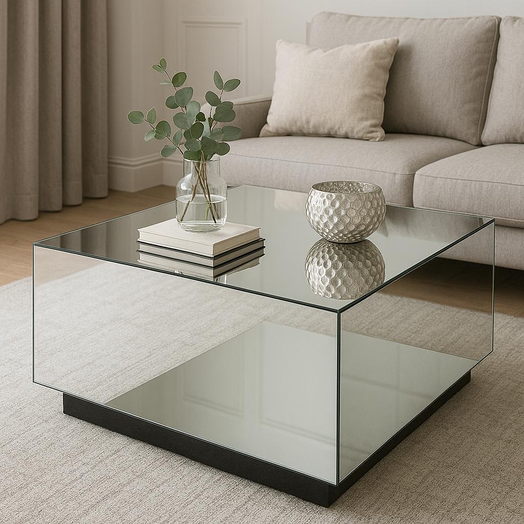 Стол зеркальный Людовик 800х800х450 мм Антрацитовый