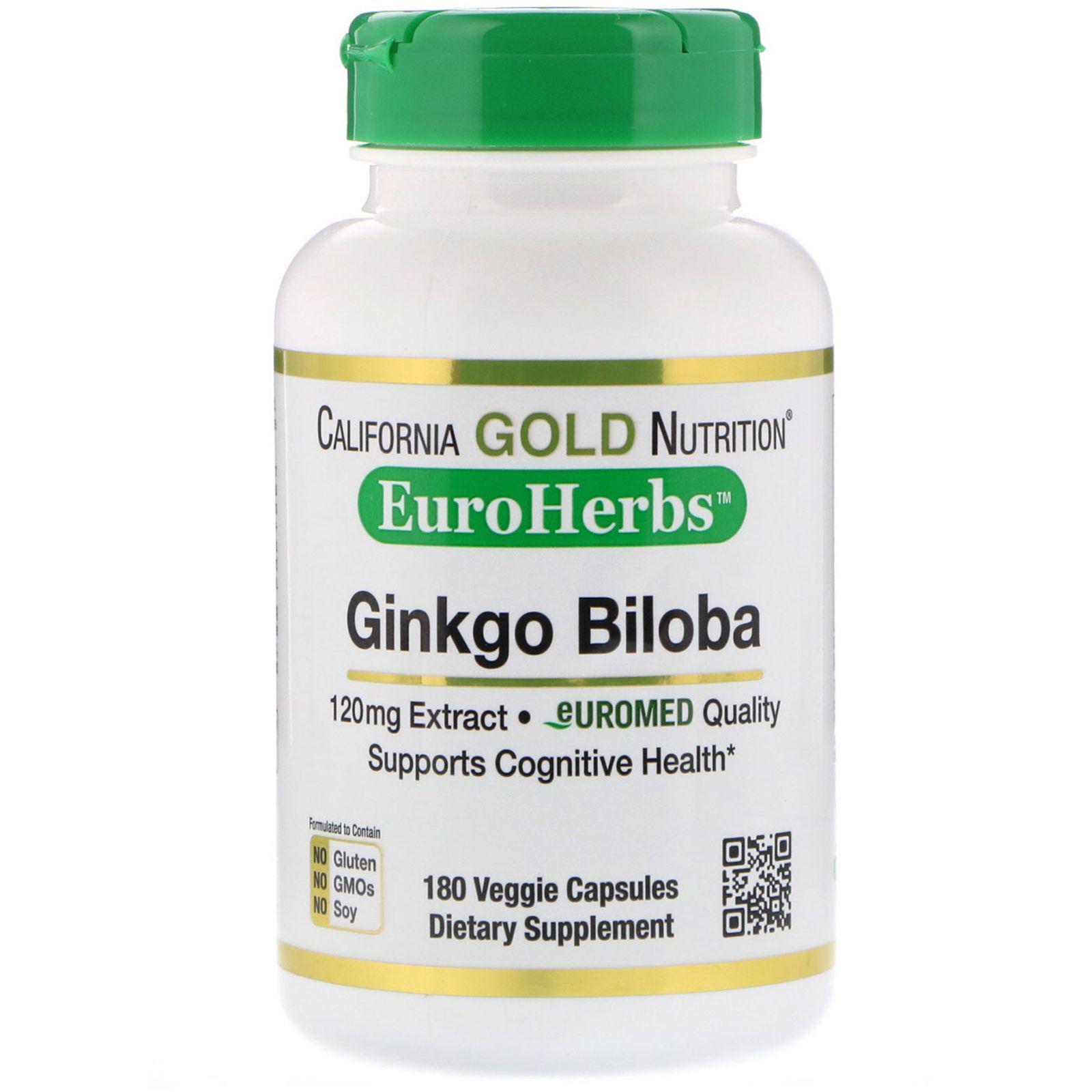 Витамины California Gold Nutrition Ginkgo Biloba Extract 120 мг 60 капсул