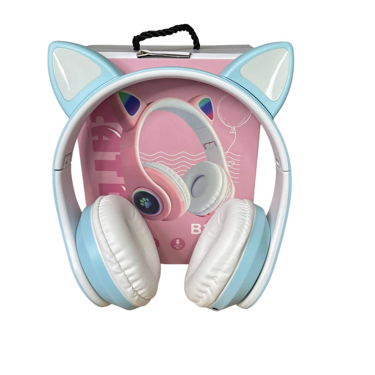 Наушники детские Cat Ear В39М подсветка/FM-радио/MicroSD/Bluetooth Голубой - фото 4