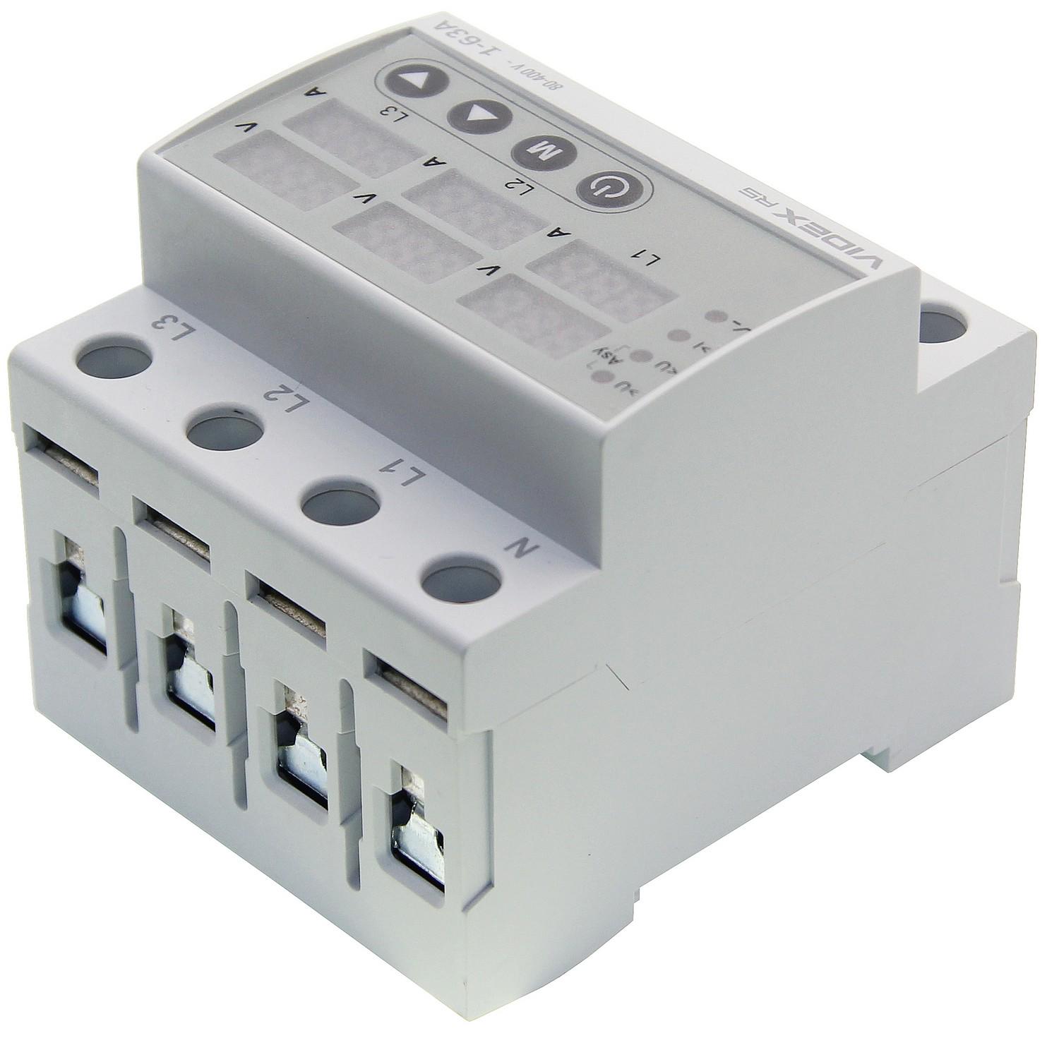 Реле контролю напруги та струму Videx Resist трифазне 145-300 В 1-63 A (VF-RS-3RNT63) - фото 2