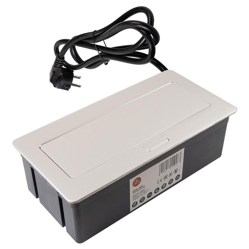 Удлинитель для стола прямоугольный ELEKTRIMA KWADRO 2xschuko 2xUSB 2,1A 5V Серый (012709)